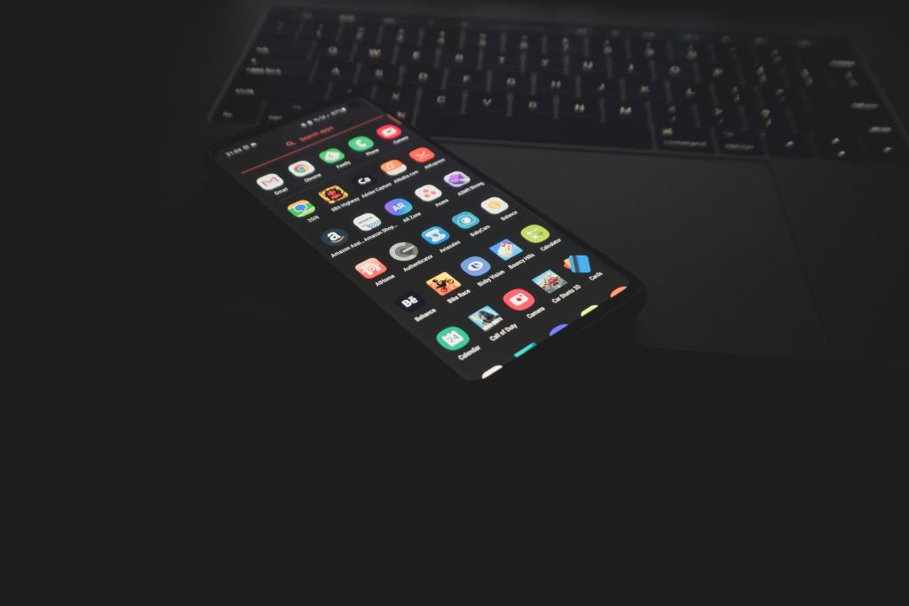 Black Mobile Design on Laptop